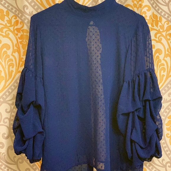 Blue Boss Lady Blouse! - Picture 3 of 4